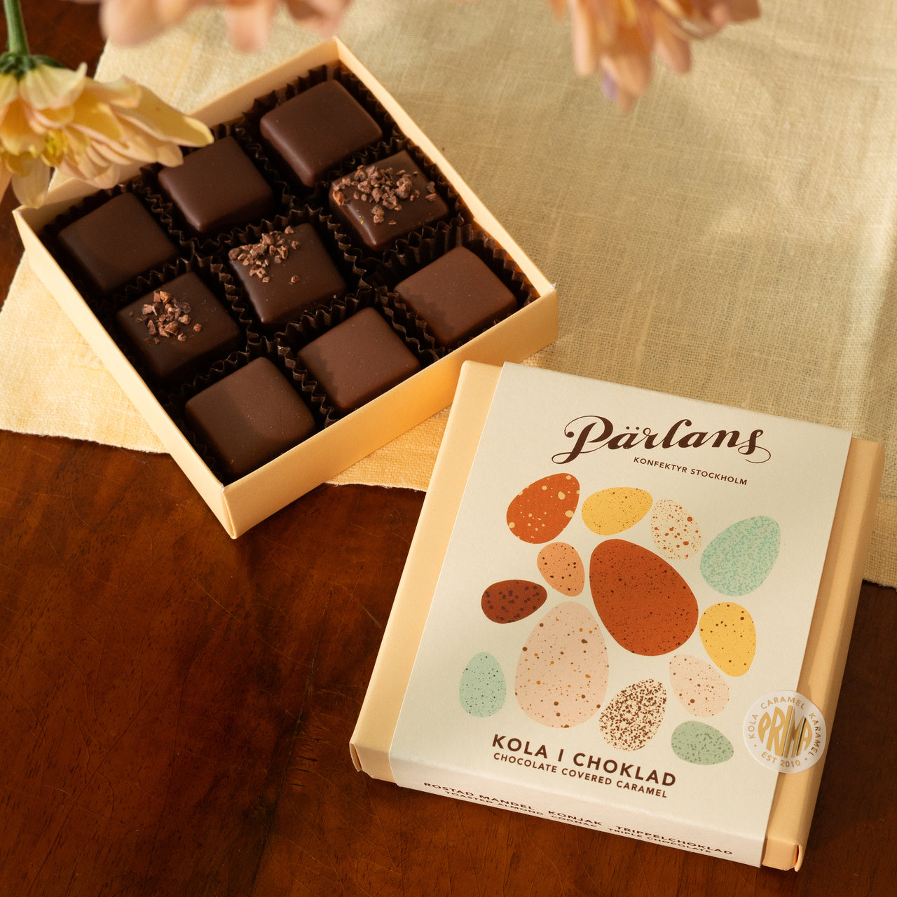 Box of 9 Chocolate Covered Caramels, Easter