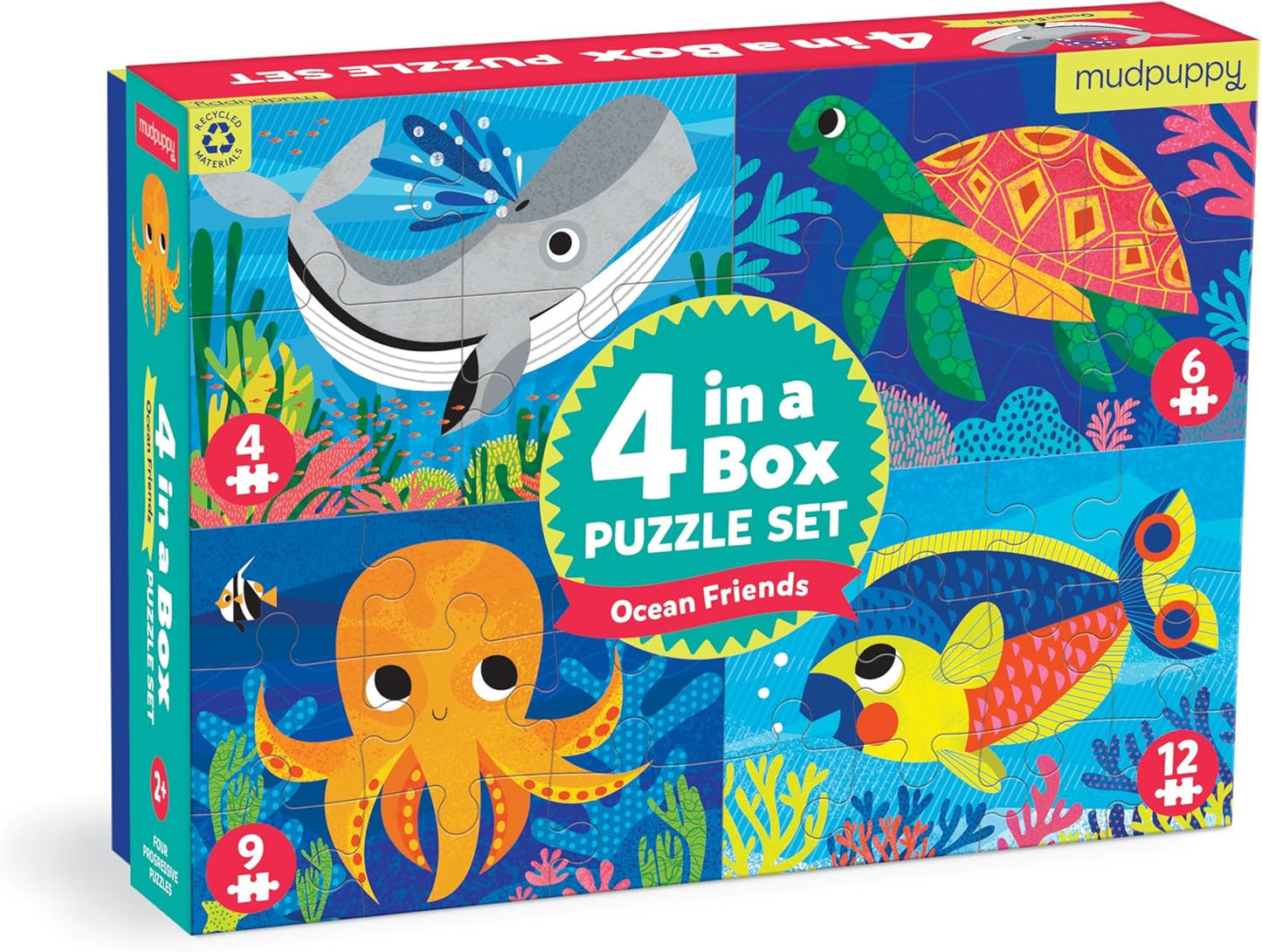 Ocean Friends 4-in-a-Box Puzzle Set