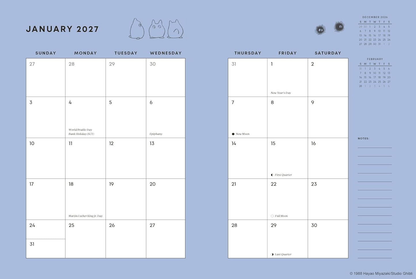 My Neighbor Totoro 2027 12-Month Weekly Planner - Studio Ghibli