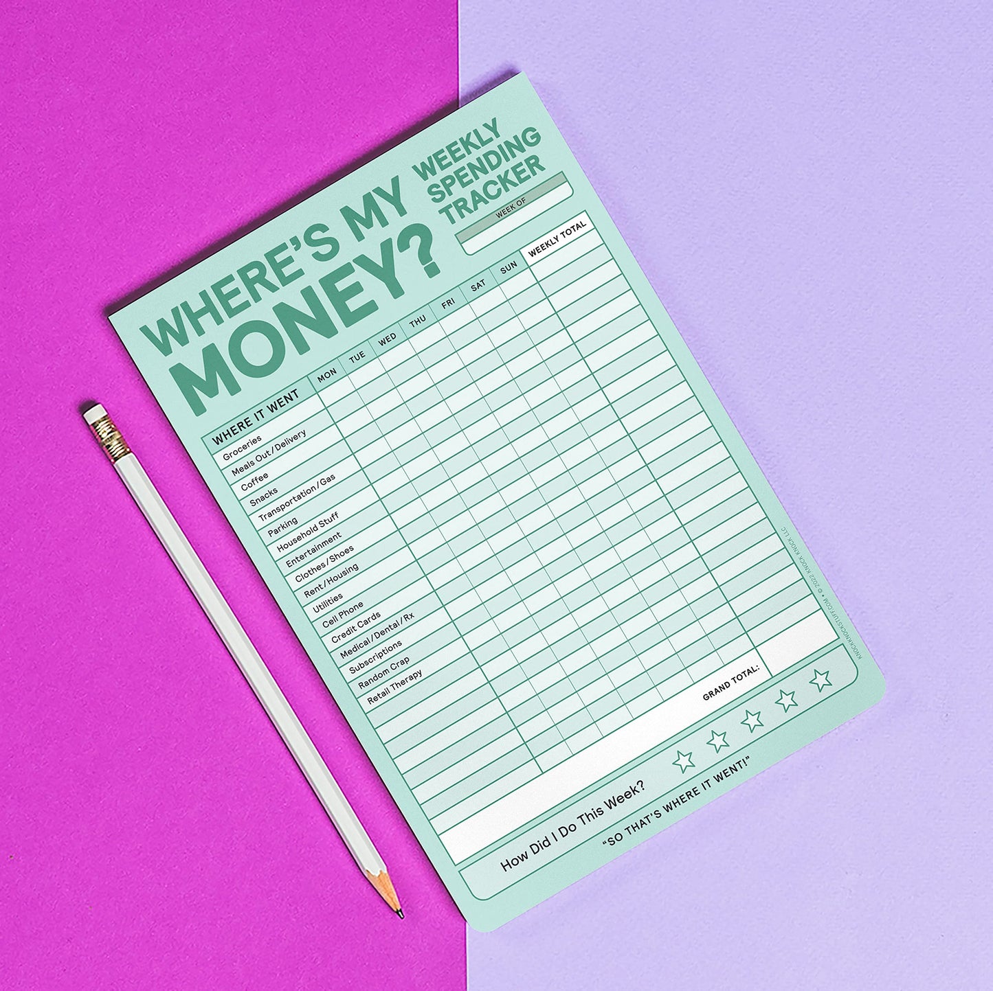 Where's My Money Weekly Budget Tracker Pad
